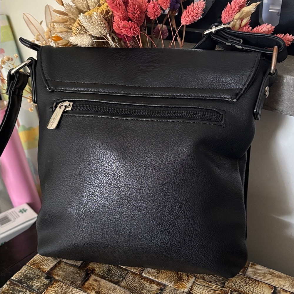 DAVID JONES PARIS Black Crossbody Bag Adjustable Buckle Strap Faux Leather - Picture 5 of 12